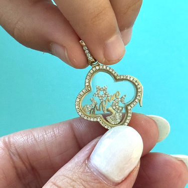 Pave Diamond Clover Glass Locket