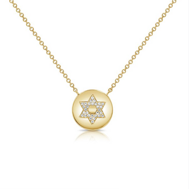 Diamond Star of David Disc Charm