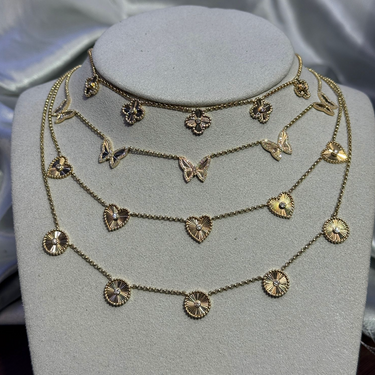 Fluted Clover Station Necklace