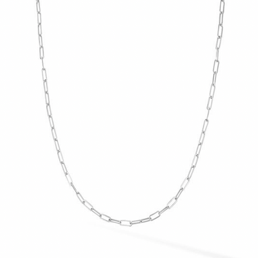 14k Thin 2.5MM Paper Clip Necklace - White gold