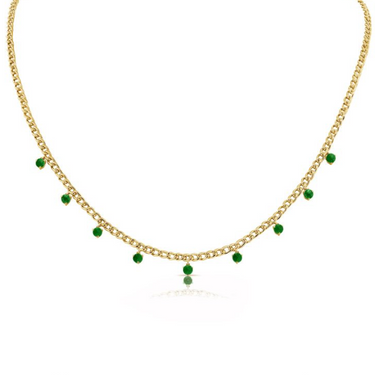 Natural Emerald Cuban Dangling Necklace