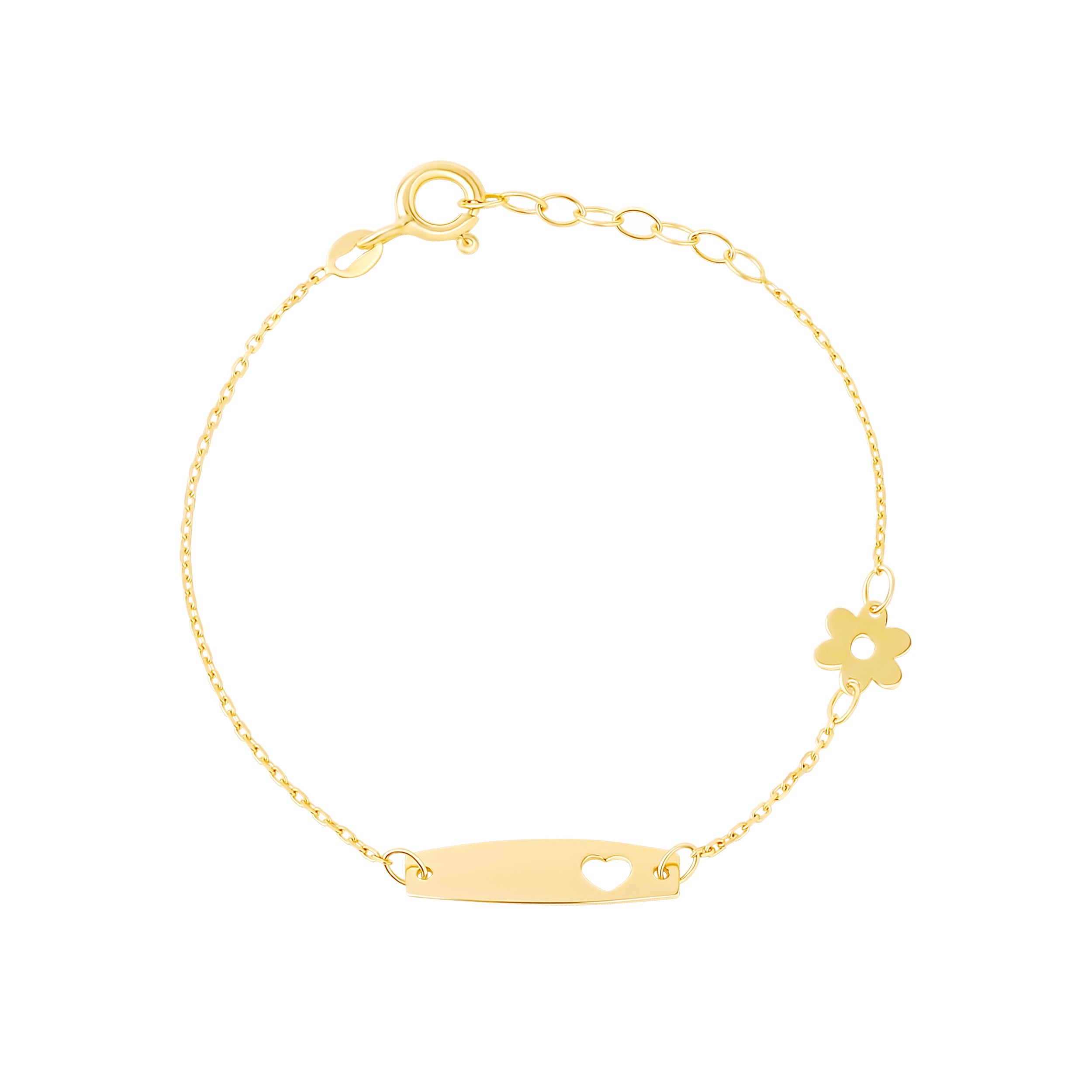 Solid Nameplate Baby Bracelet with Flower