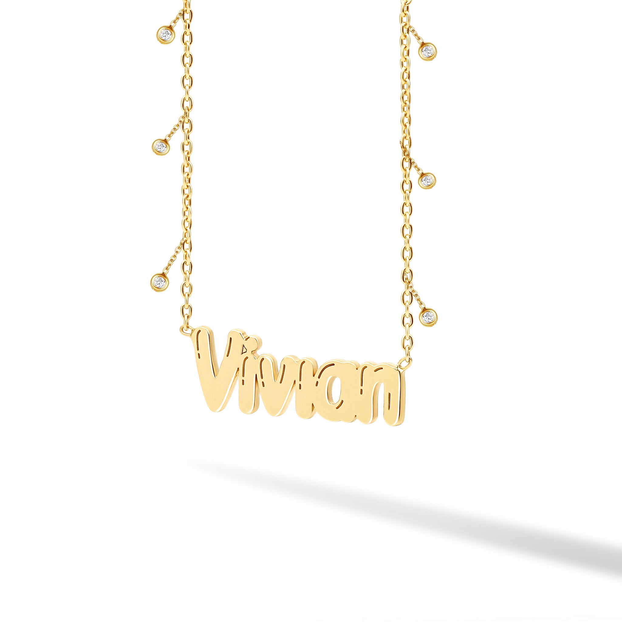 Single Name Necklace with fancy drop chain