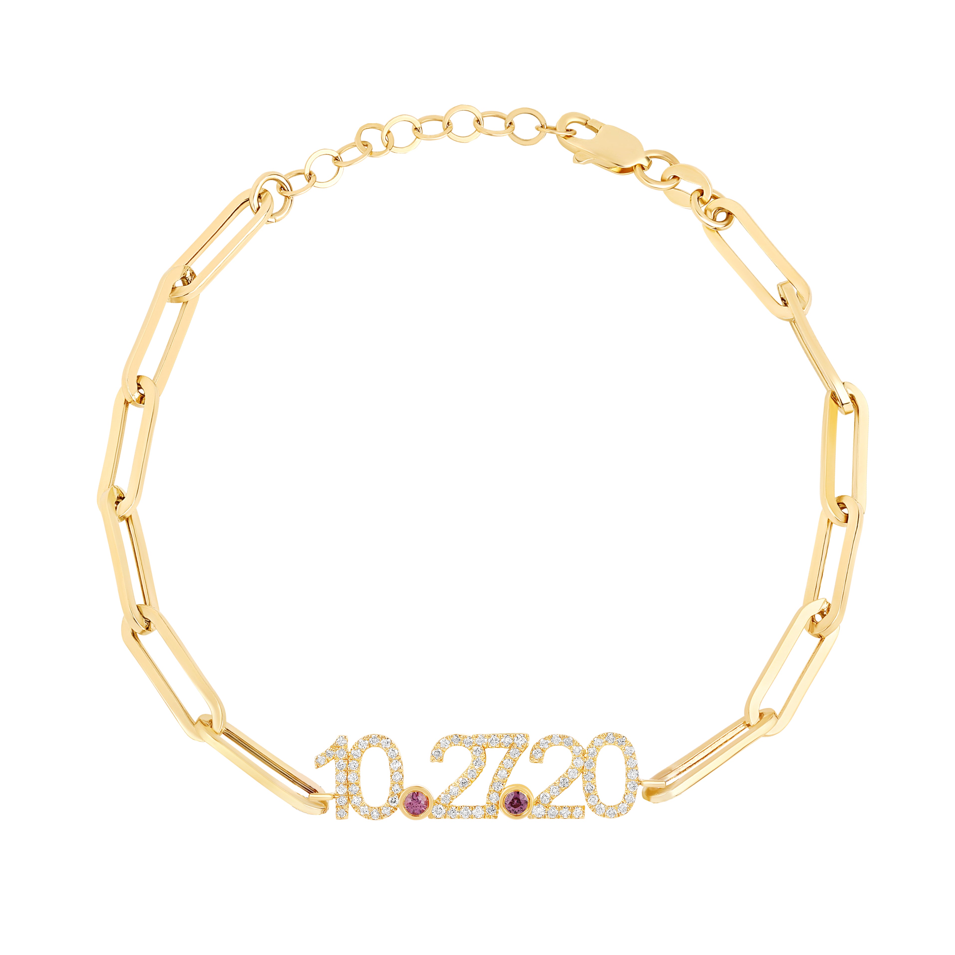 Custom Diamond Date on PaperClip Bracelet