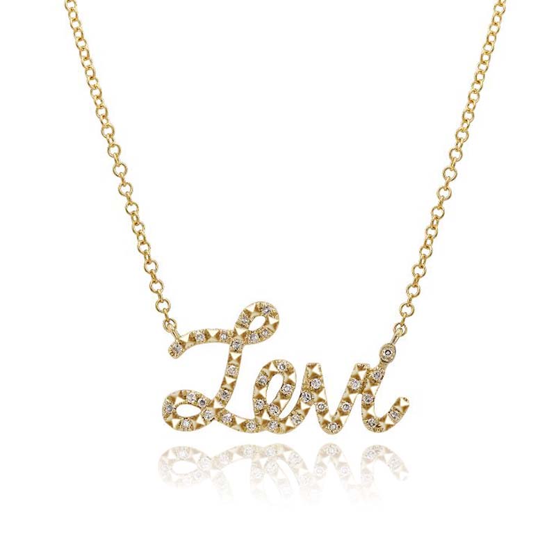 Diamond & Stud Pave Custom Name Necklace