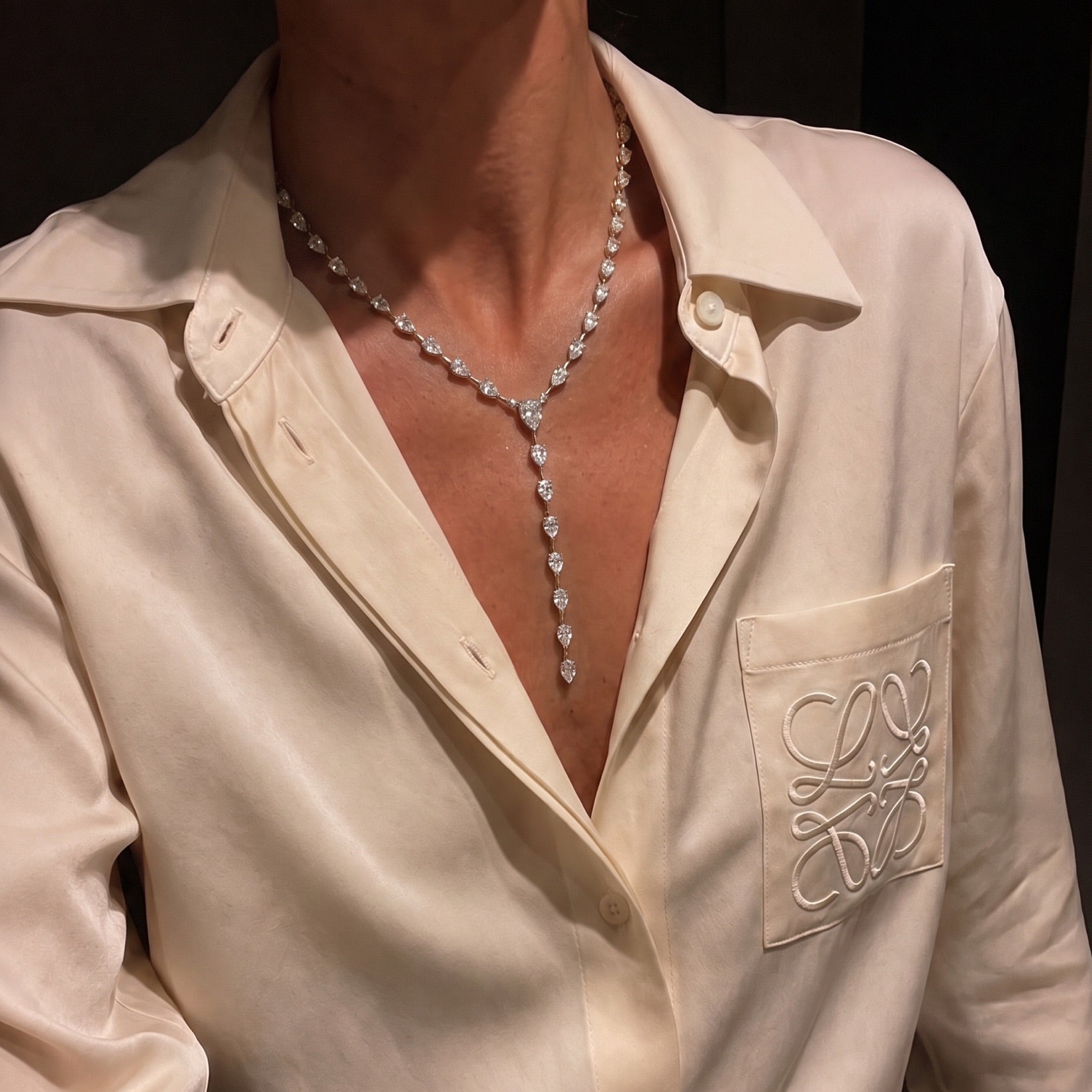Pear Diamond Lariat