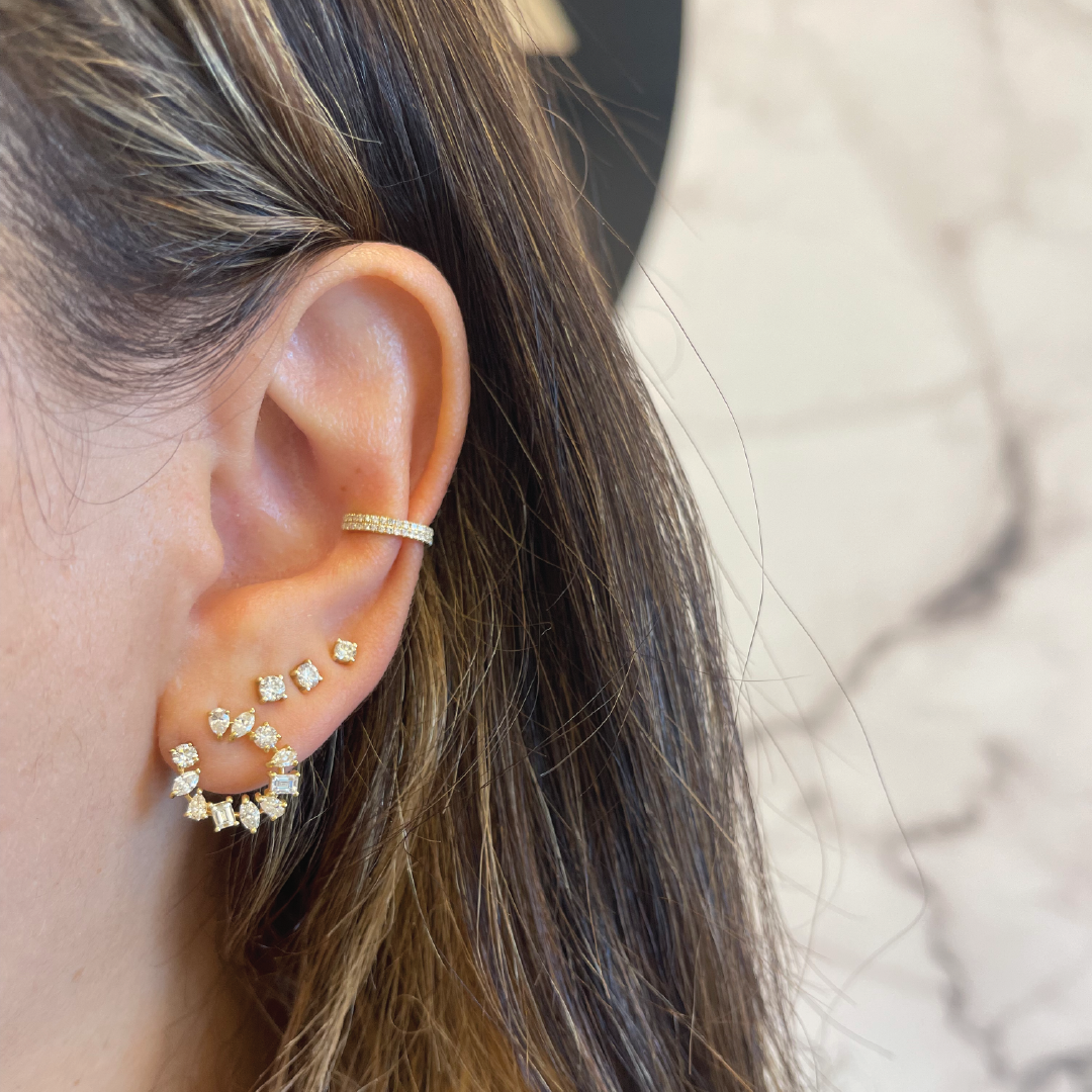 Double Row Diamond Pave Ear Cuff