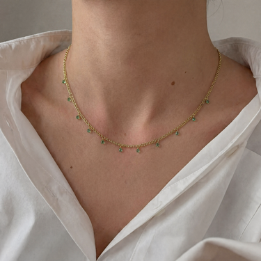 Natural Emerald Cuban Dangling Necklace