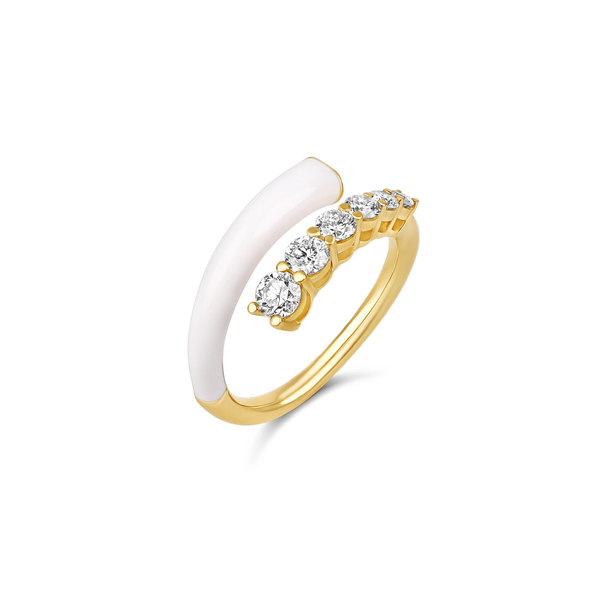 Half/Half Graduated Diamond Enamel Wrap Ring
