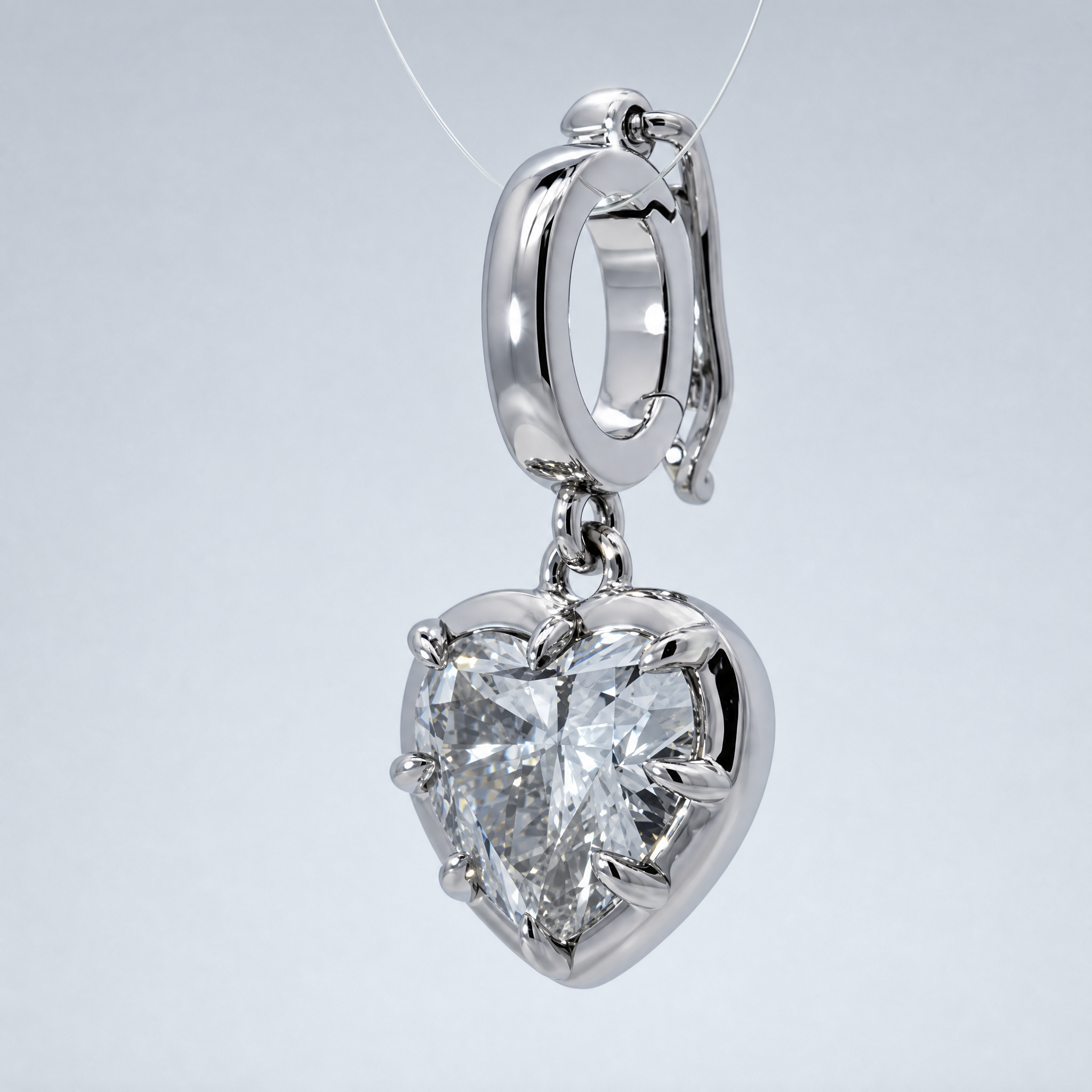 1ct Heart Diamond Charm / White Gold
