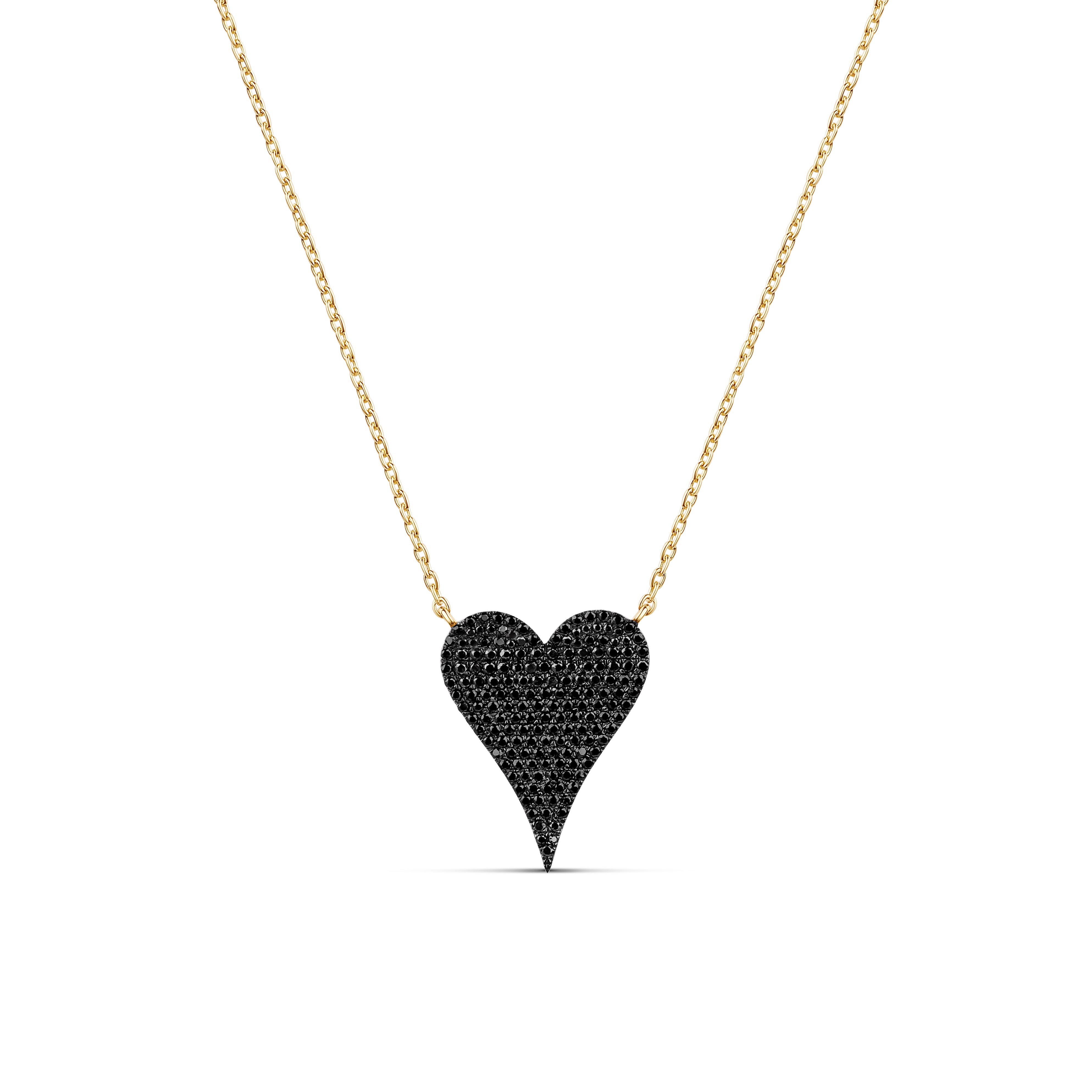 Small Pave Black Diamond Heart Necklace