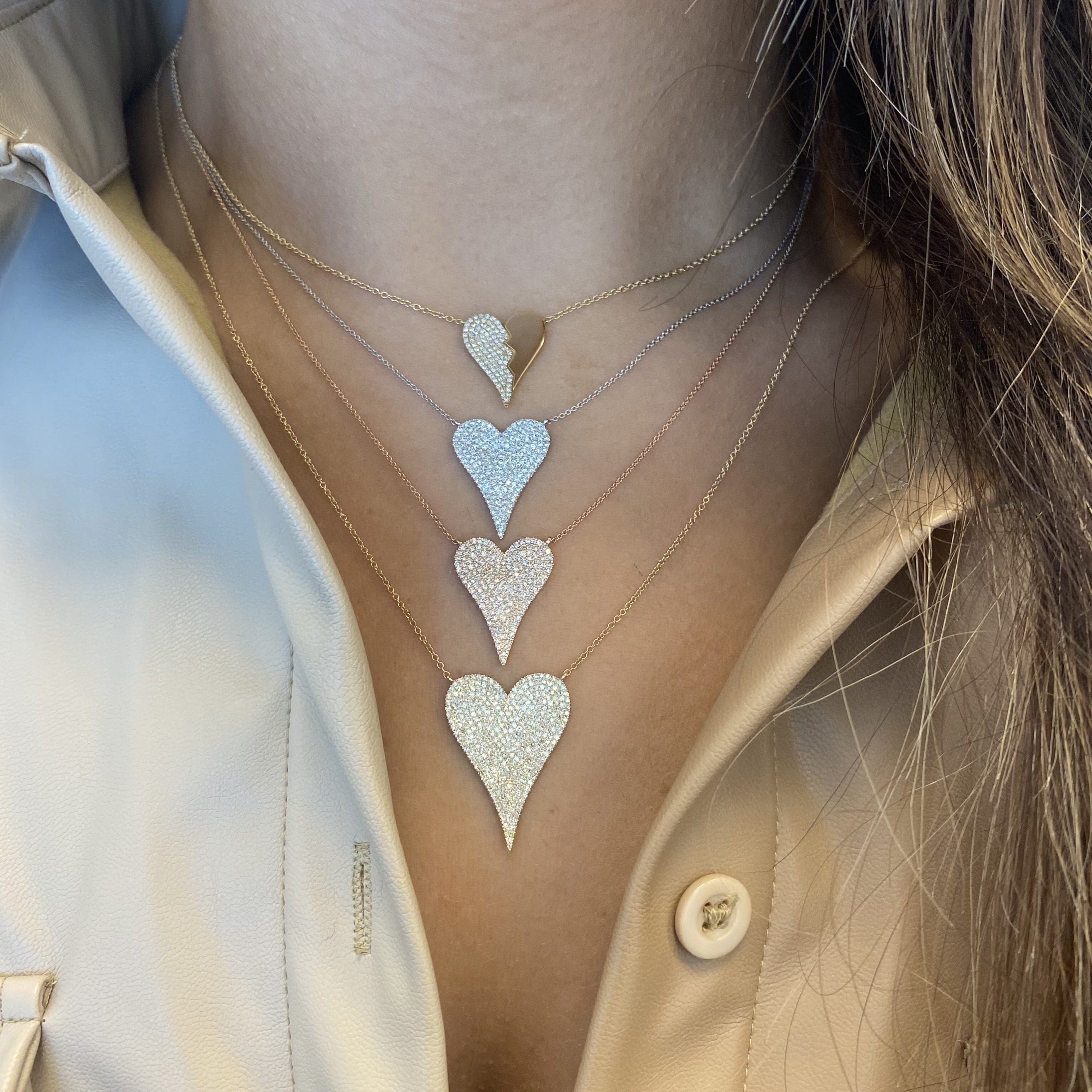 - Medium Pave Heart Necklace -