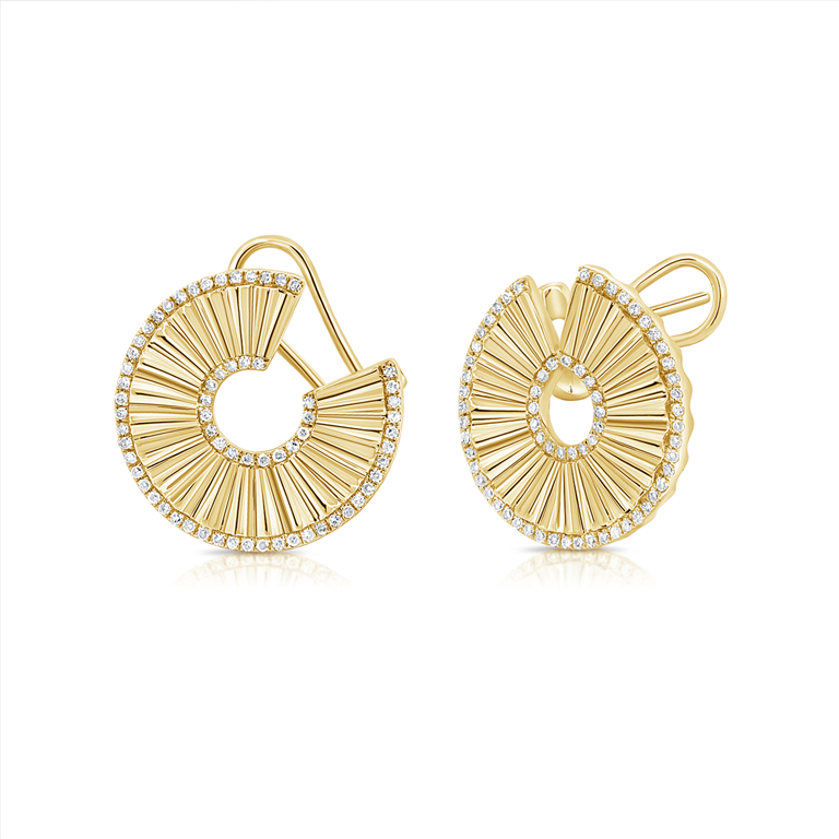 - Fluted Diamond Round Statement Earrings -
