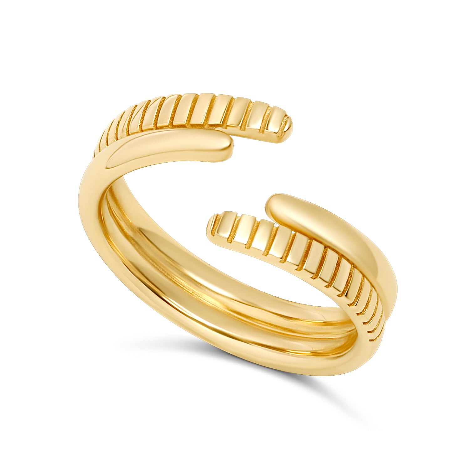 Double Row Fluted Solid Cuff Ring