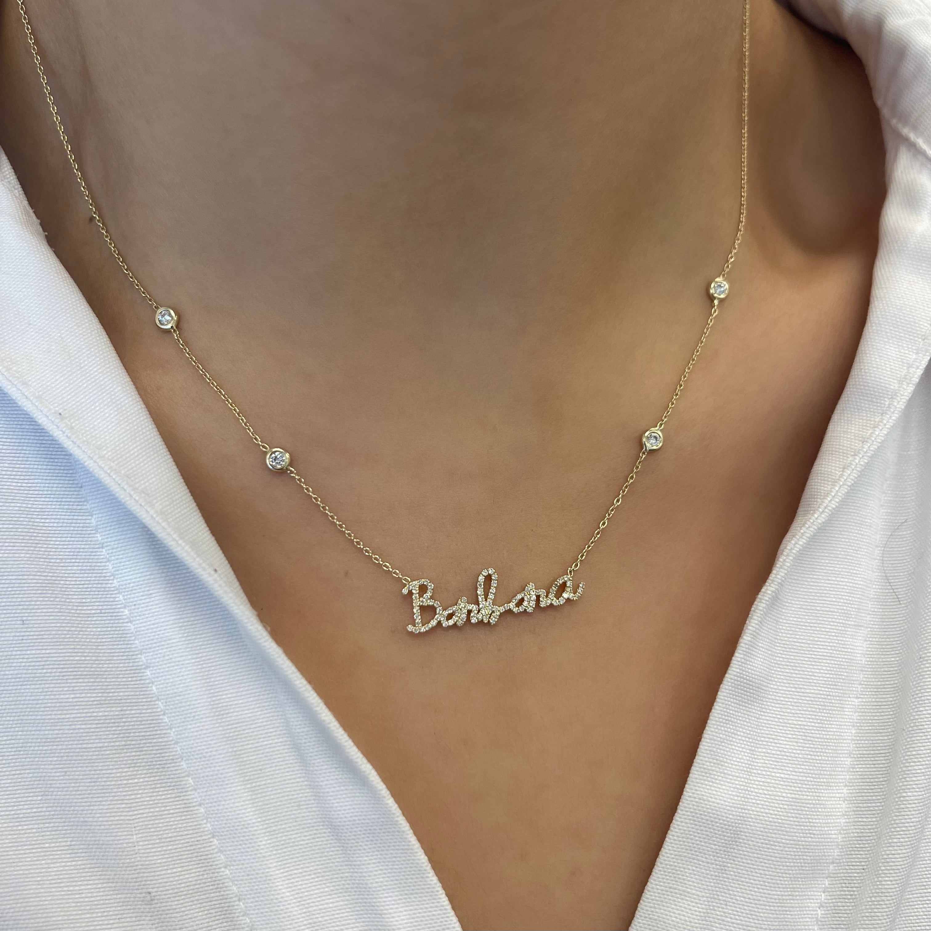 Statement Diamond Pave Custom Name Necklace