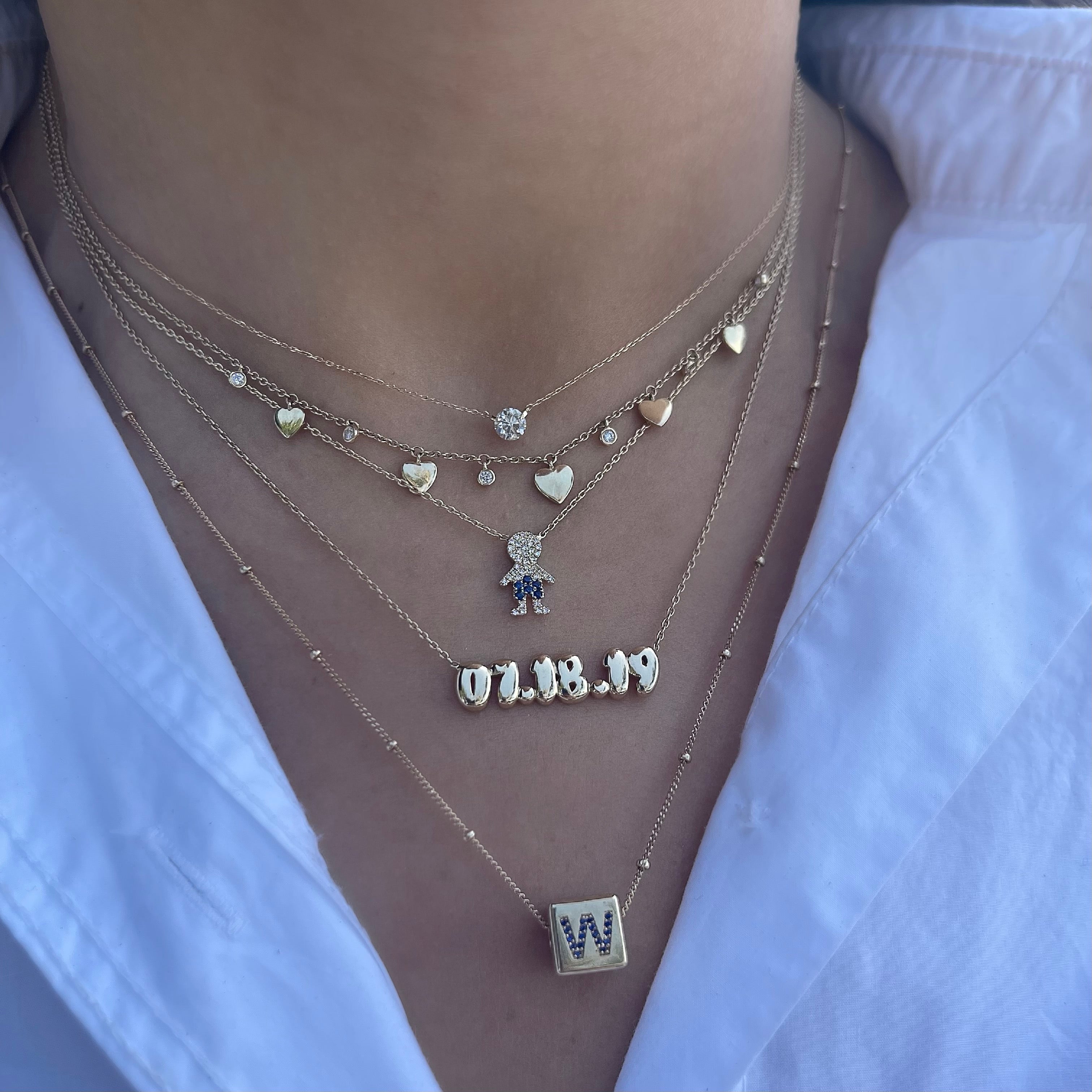 Diamond and Sapphire Boy Charm Necklace