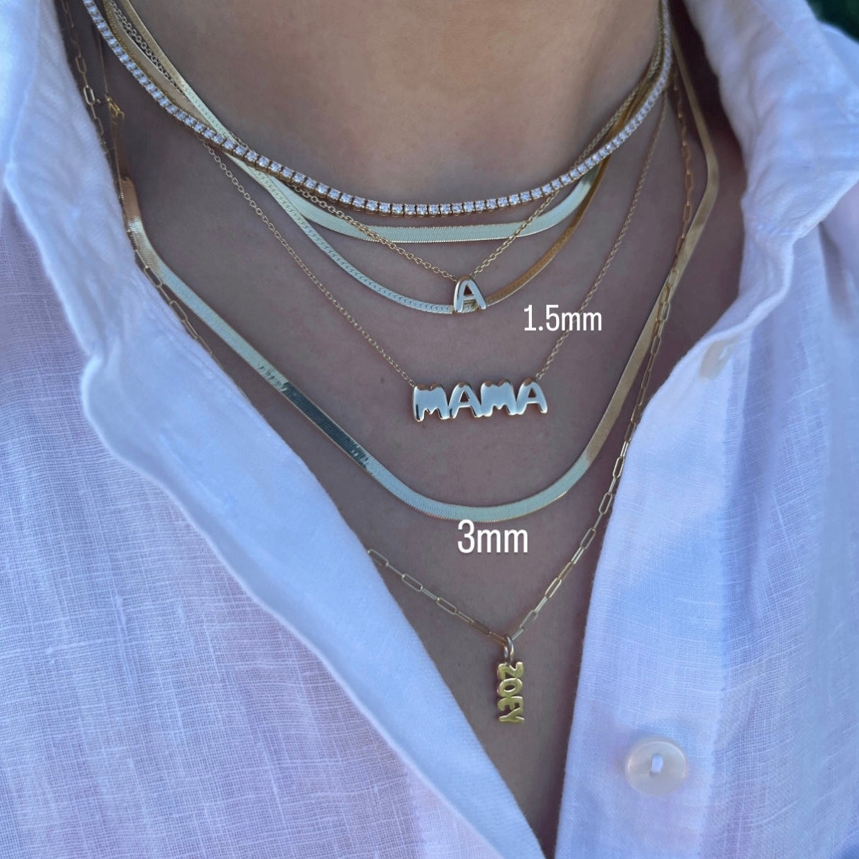 - 1.5mm Herringbone Chain Necklace -