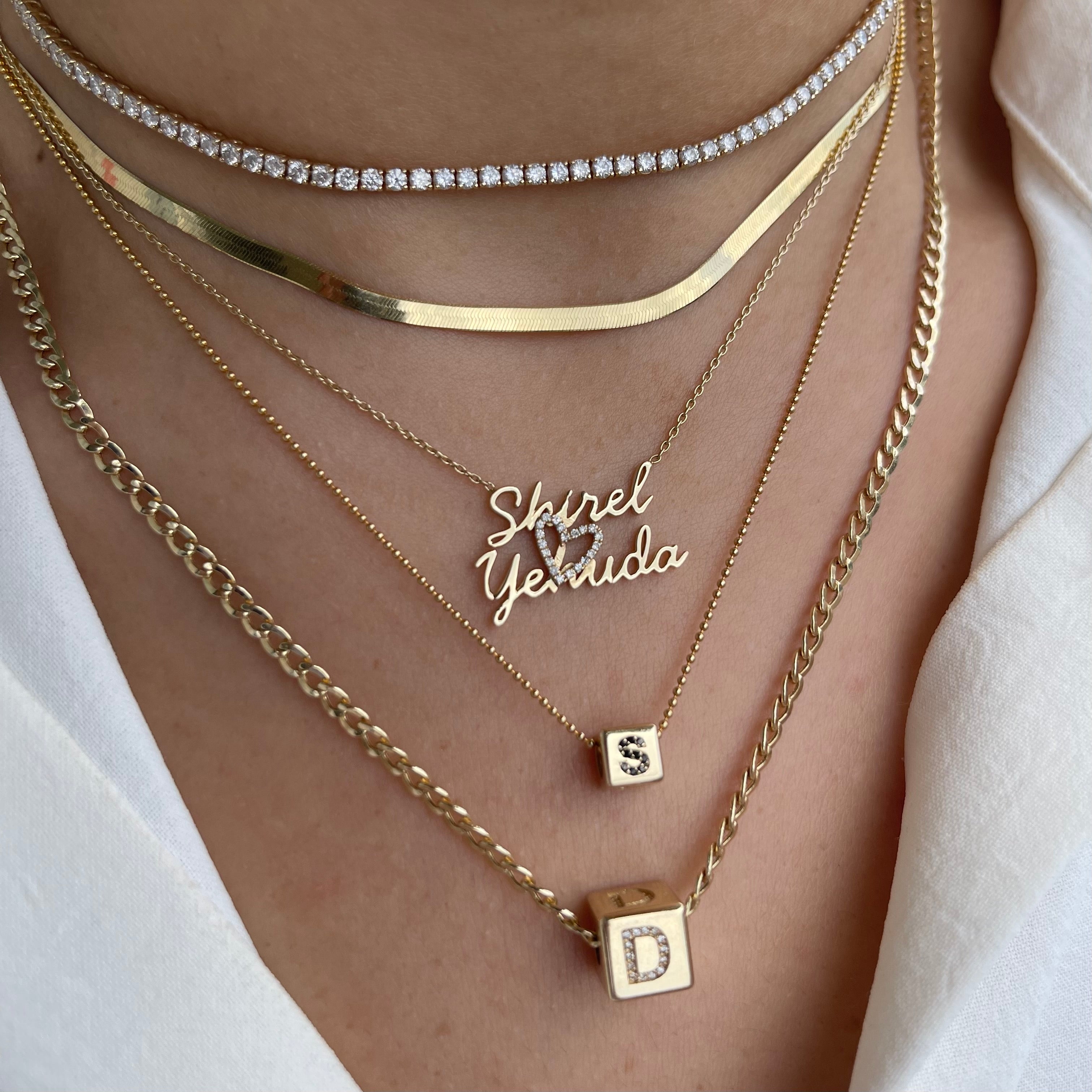 Multiple Name & Diamond Heart Necklace