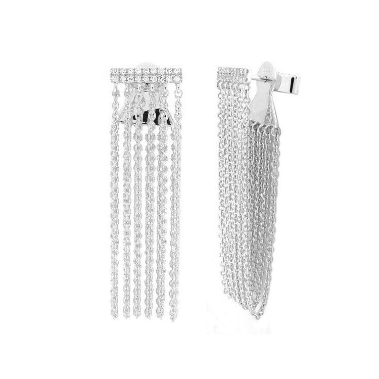 Pave Bar Tassel Earrings