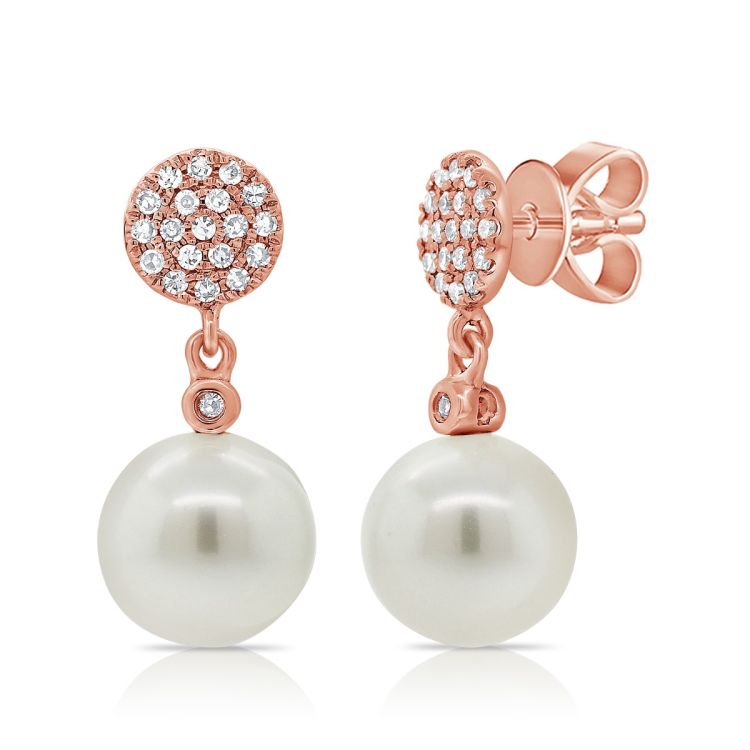 Pearl Disc Pave Earrings