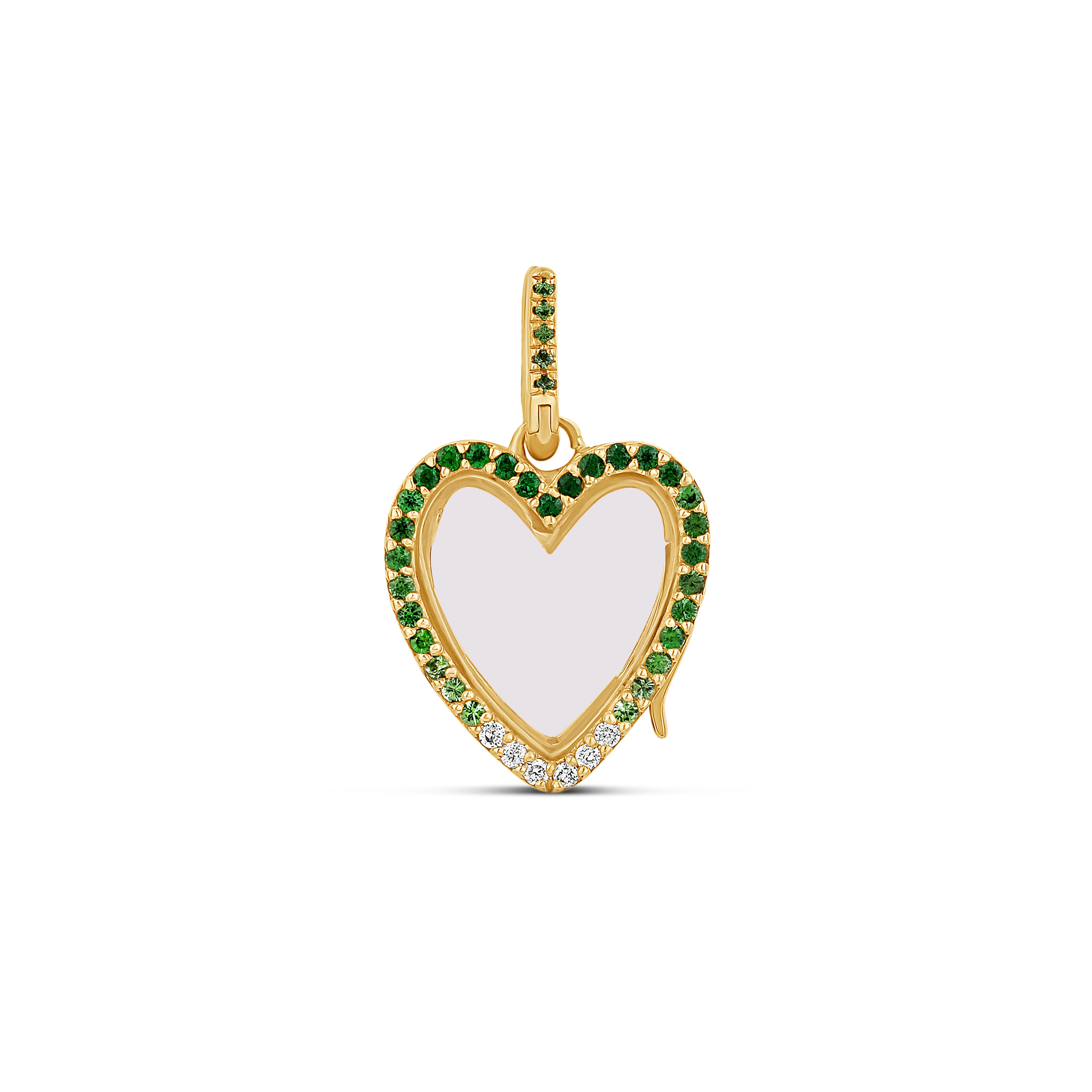Mini Ombre Gemstone Diamond Heart Glass Charm Locket