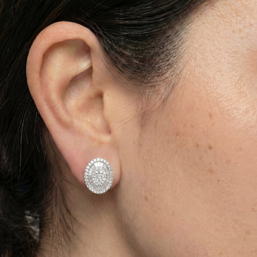 Natural Diamond Oval Baguette Studs