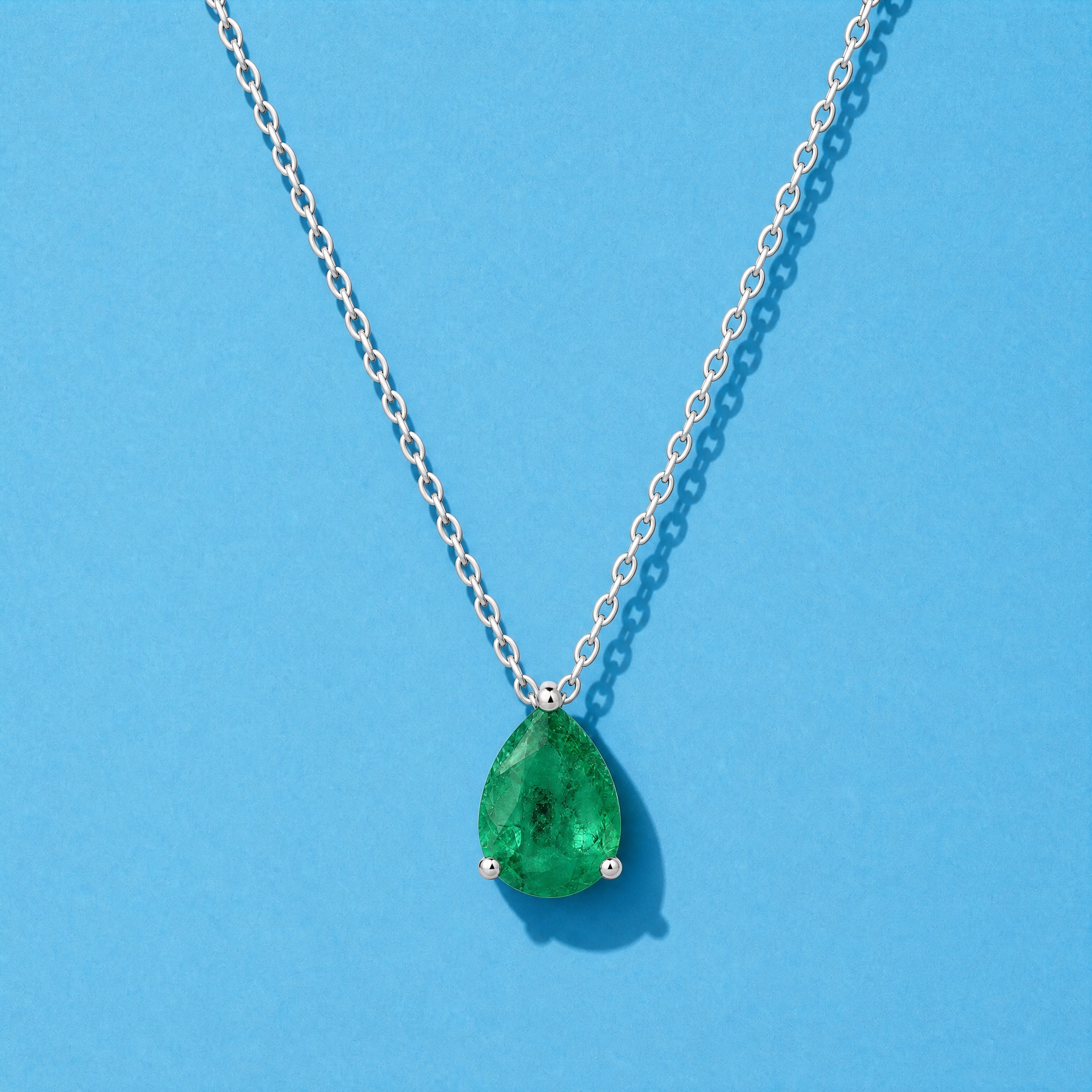 Natural Pear Emerald Necklace