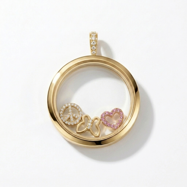 Gold Round Glass Charm Locket