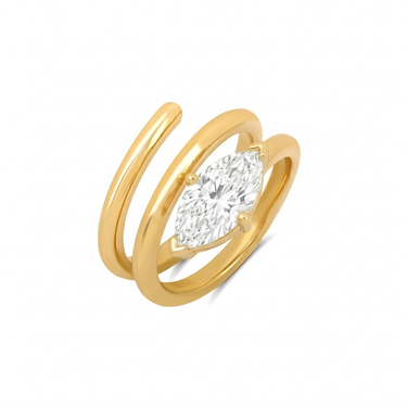 Spiral Marquise Cut 2ct Lab Diamond Signet Ring