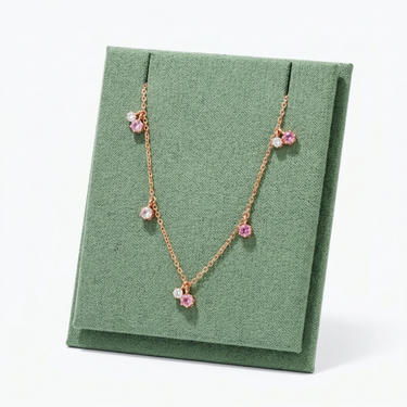 Rose Gold Pink Sapphire and Natural Diamond Necklace