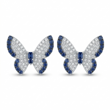 Butterfly Diamond and Sapphire Studs