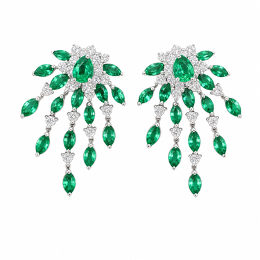 18k Natural Emeralds Earrings