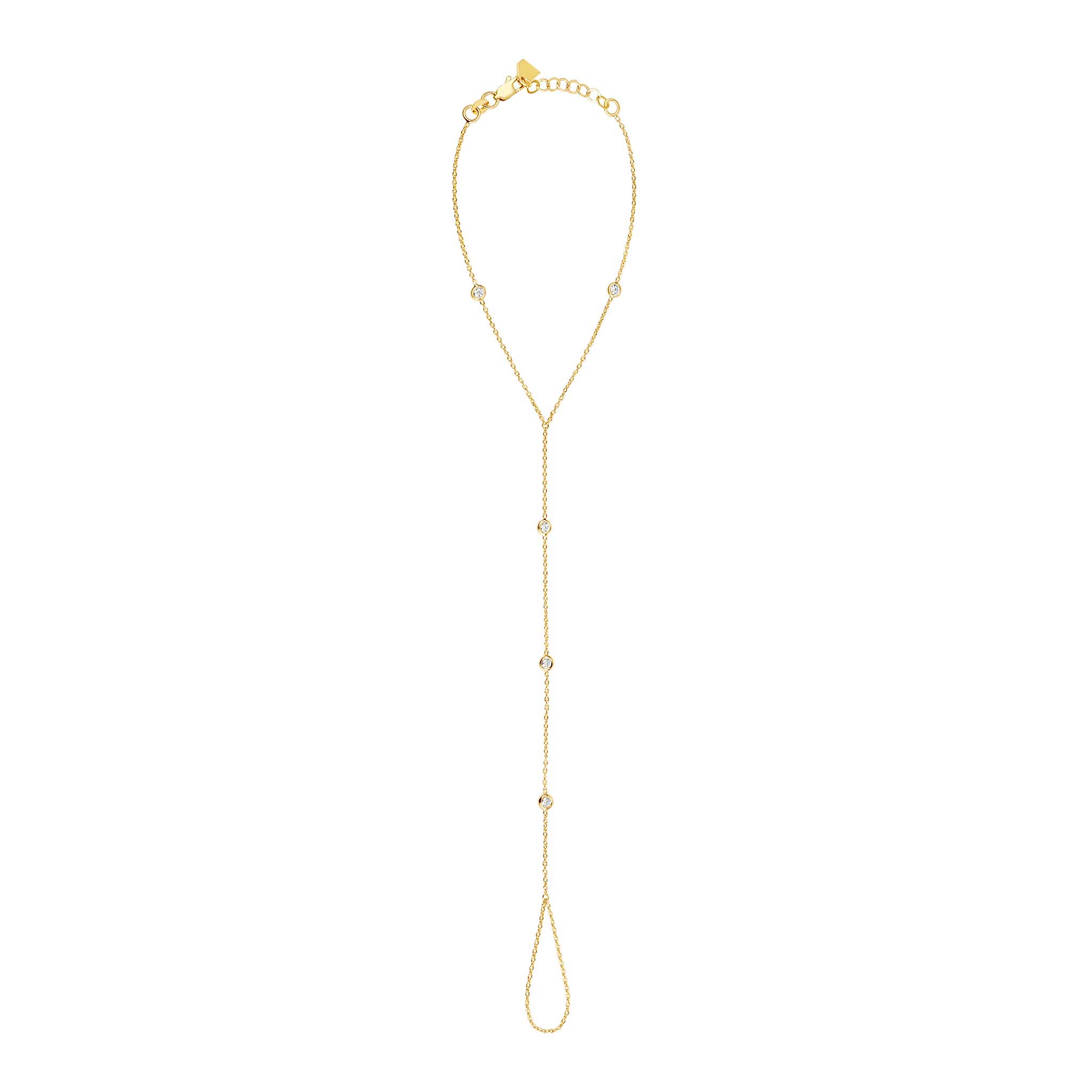 Statement Scattered Five-Bezel Diamond Hand Chain Bracelet