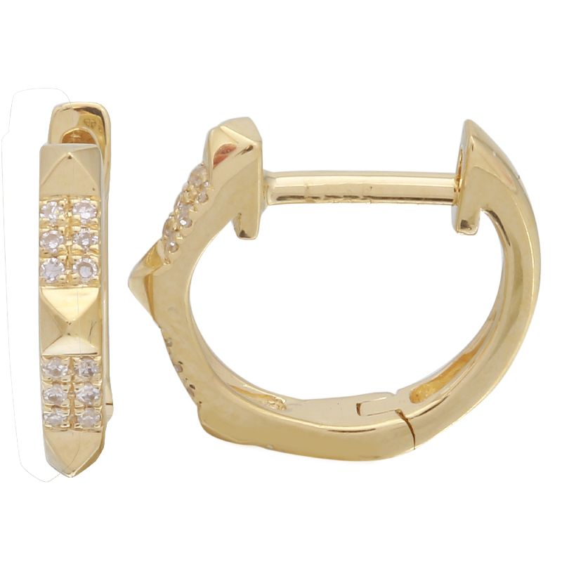 Spike Gold Diamond Huggie Earrings