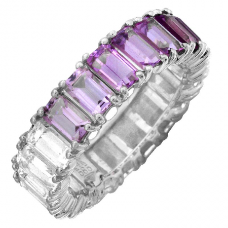 14k Gold Gemstone Ombre Eternity Ring