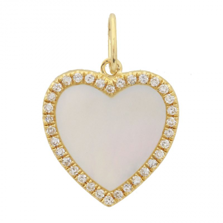 Diamond Outline Gemstone Heart Charm