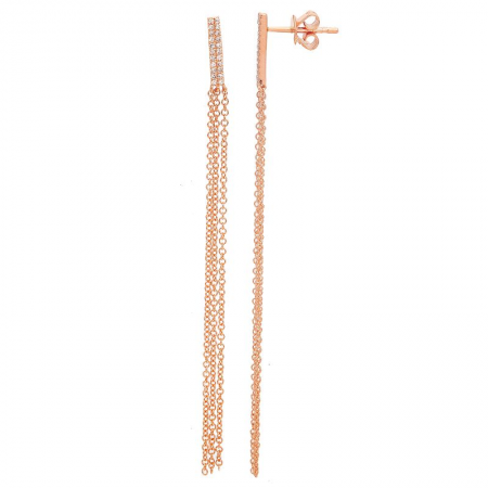 Pave Bar Cable Chain Drop Earrings