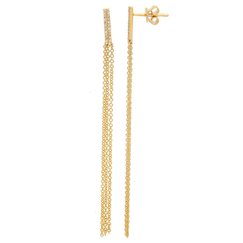 Pave Bar Cable Chain Drop Earrings