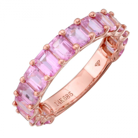14k Gold Pink Gemstone 3/4 Eternity Ring