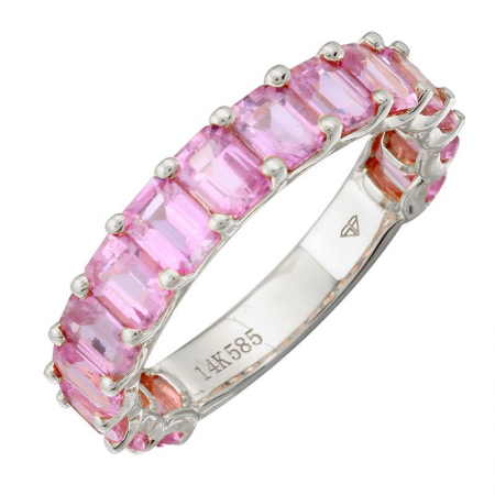 14k Gold Pink Gemstone 3/4 Eternity Ring