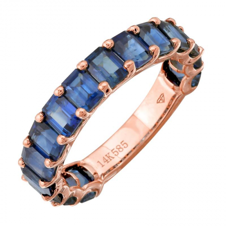 14k Gold Blue Sapphire 3/4 Eternity Ring