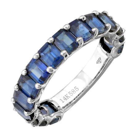 14k Gold Blue Sapphire 3/4 Eternity Ring