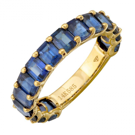 14k Gold Blue Sapphire 3/4 Eternity Ring