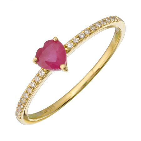 Center Gemstone Heart Pave Band Ring