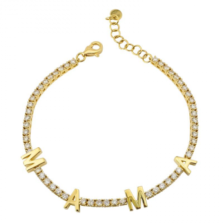Spaced Out Initials/Mantra Diamond Tennis Bracelet
