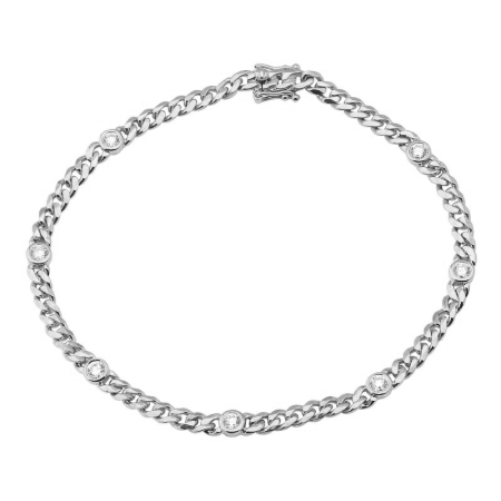 Diamond Multiple Bezels Cuban Link Bracelet