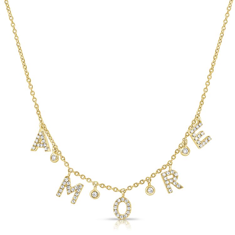 Amore Dangling Diamond Name Necklace