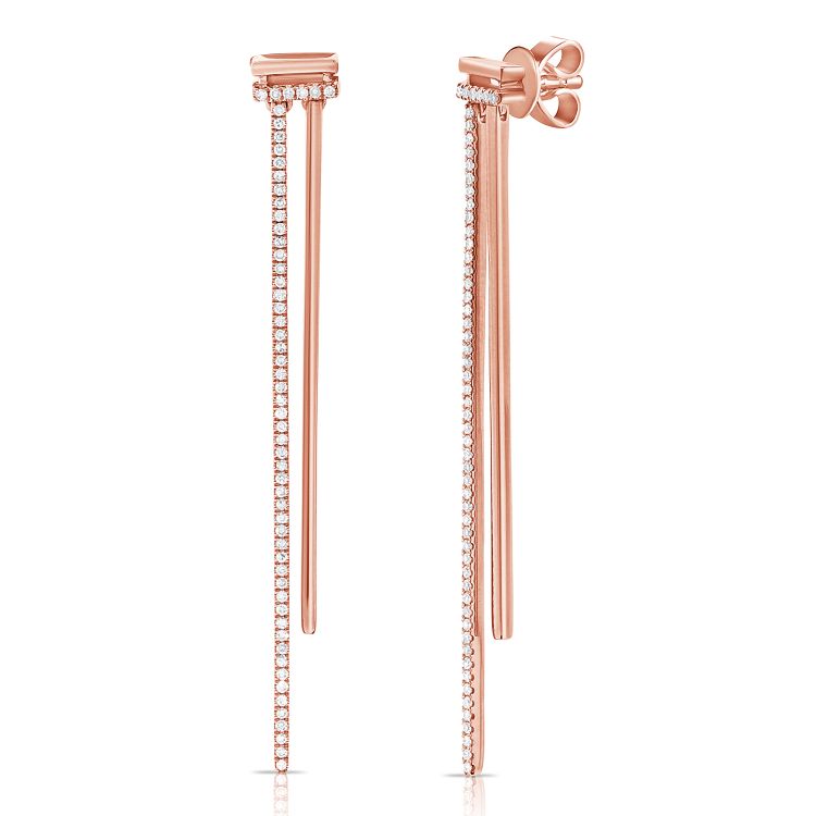 Pave and Solid Bars Drop Earrings