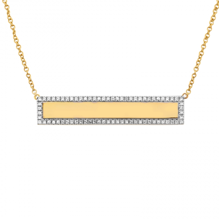 14k Nameplate with Halo Diamonds Necklace