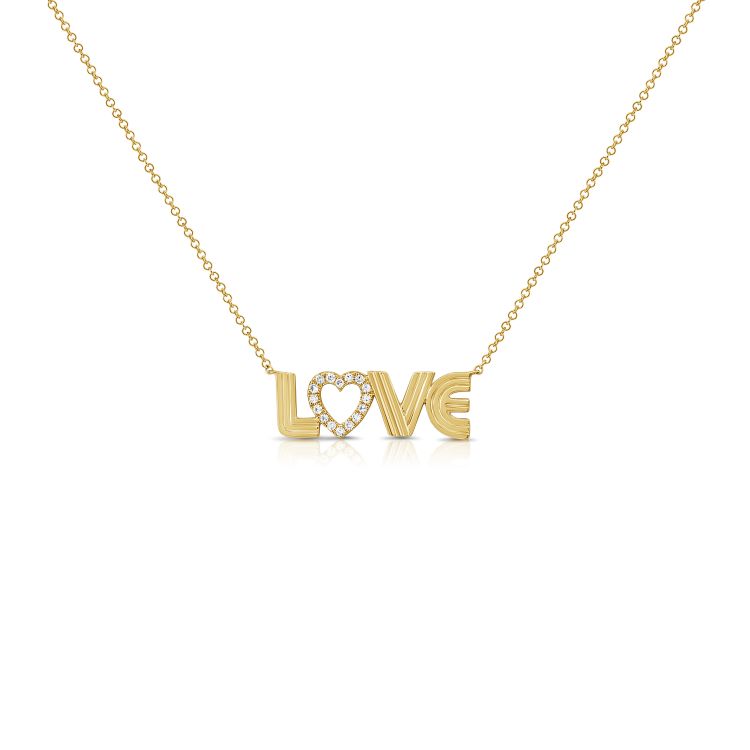 Fluted Diamond LOVE Necklace
